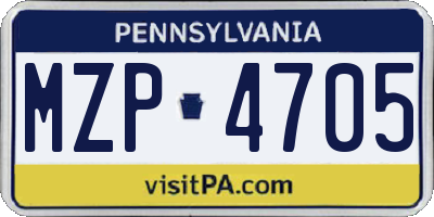 PA license plate MZP4705