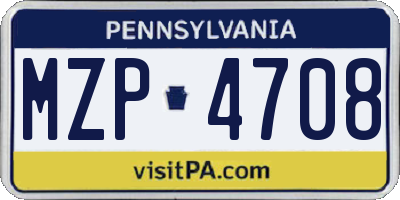 PA license plate MZP4708