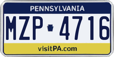 PA license plate MZP4716