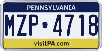 PA license plate MZP4718