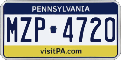 PA license plate MZP4720