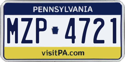 PA license plate MZP4721