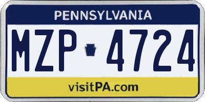 PA license plate MZP4724