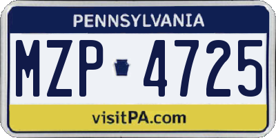 PA license plate MZP4725
