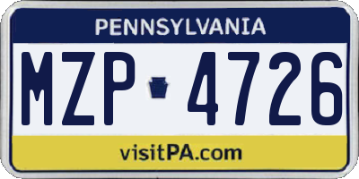 PA license plate MZP4726