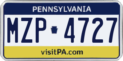 PA license plate MZP4727