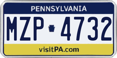 PA license plate MZP4732