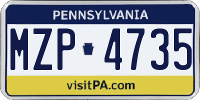PA license plate MZP4735