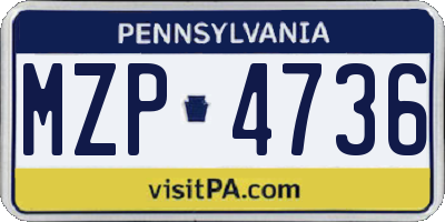 PA license plate MZP4736