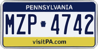 PA license plate MZP4742
