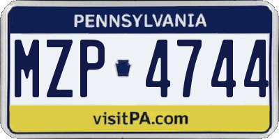 PA license plate MZP4744