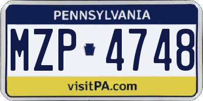 PA license plate MZP4748