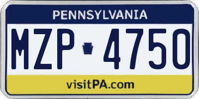 PA license plate MZP4750