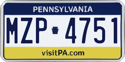 PA license plate MZP4751