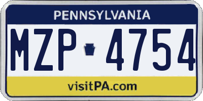PA license plate MZP4754