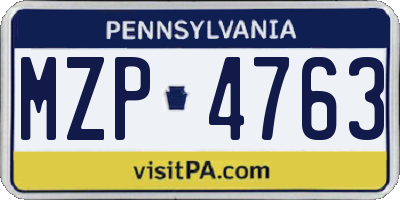 PA license plate MZP4763