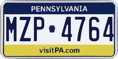 PA license plate MZP4764