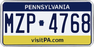 PA license plate MZP4768