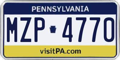 PA license plate MZP4770