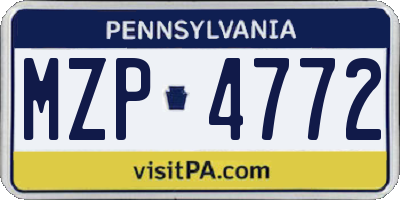 PA license plate MZP4772