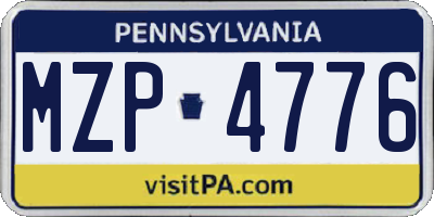 PA license plate MZP4776