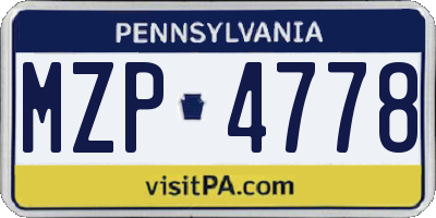 PA license plate MZP4778
