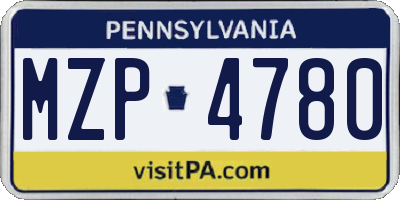PA license plate MZP4780