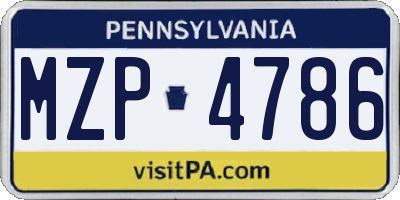 PA license plate MZP4786