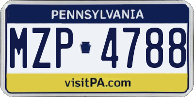 PA license plate MZP4788