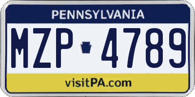 PA license plate MZP4789