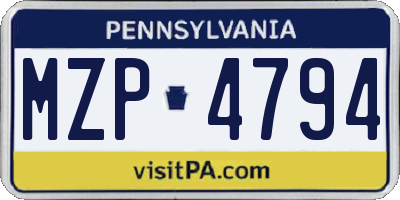 PA license plate MZP4794