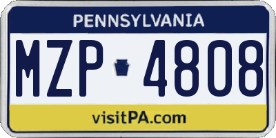 PA license plate MZP4808