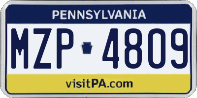 PA license plate MZP4809