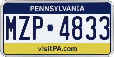 PA license plate MZP4833