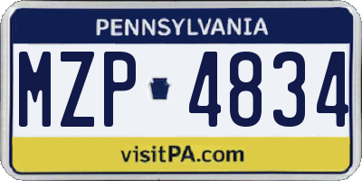 PA license plate MZP4834