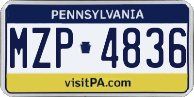 PA license plate MZP4836