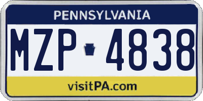 PA license plate MZP4838
