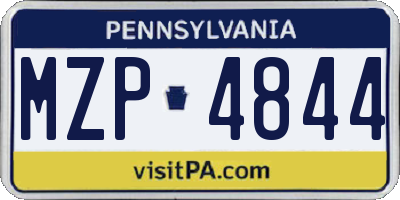 PA license plate MZP4844