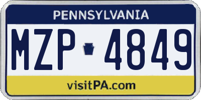 PA license plate MZP4849