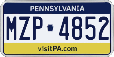 PA license plate MZP4852