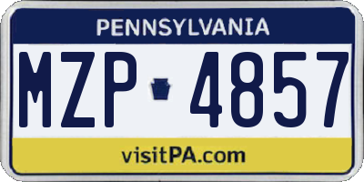 PA license plate MZP4857