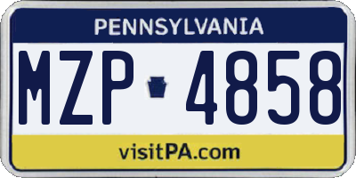 PA license plate MZP4858