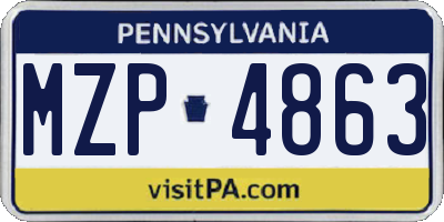 PA license plate MZP4863