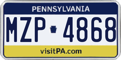 PA license plate MZP4868