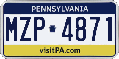 PA license plate MZP4871