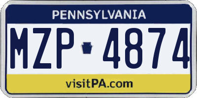 PA license plate MZP4874