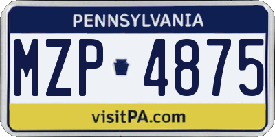PA license plate MZP4875