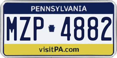 PA license plate MZP4882