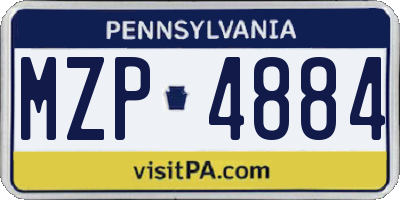 PA license plate MZP4884