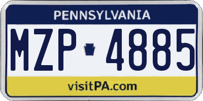 PA license plate MZP4885